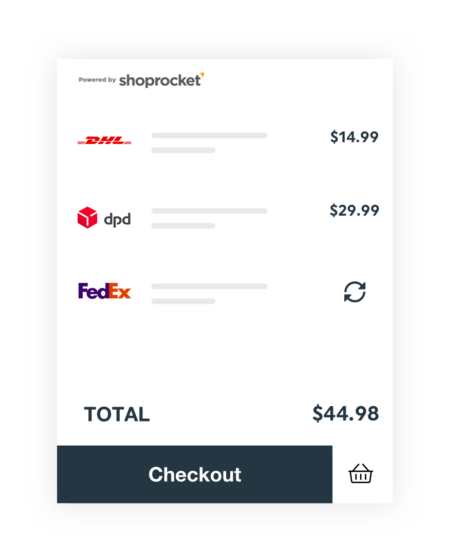 Real time shipping estimate prices